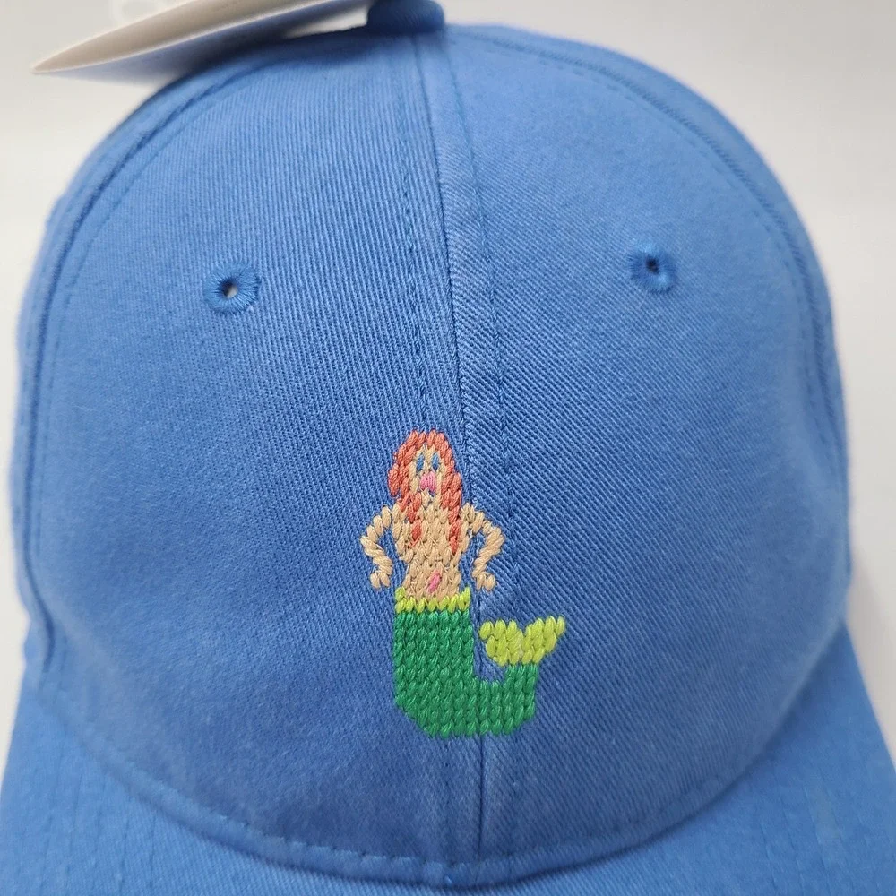 Harding Lane Hat Strapback Blue Green Mermaid Needlepoint Logo Golf Casual Men